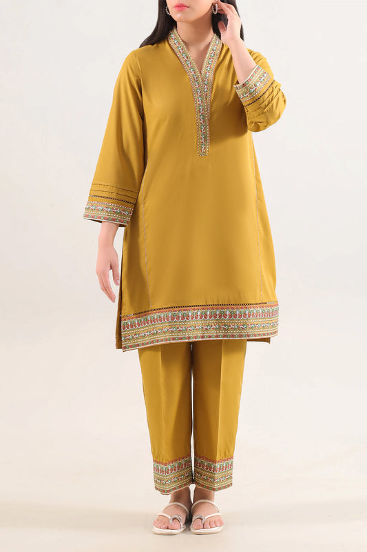 Solid Embroidered Easy Care Fabric Stitched 2 Piece (Shirt/Trouser)