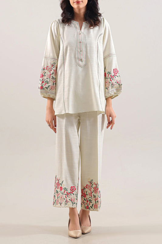 Solid Embroidered Khaddar Stitched 2 Piece (Shirt/Trouser) - Pehnaawaa