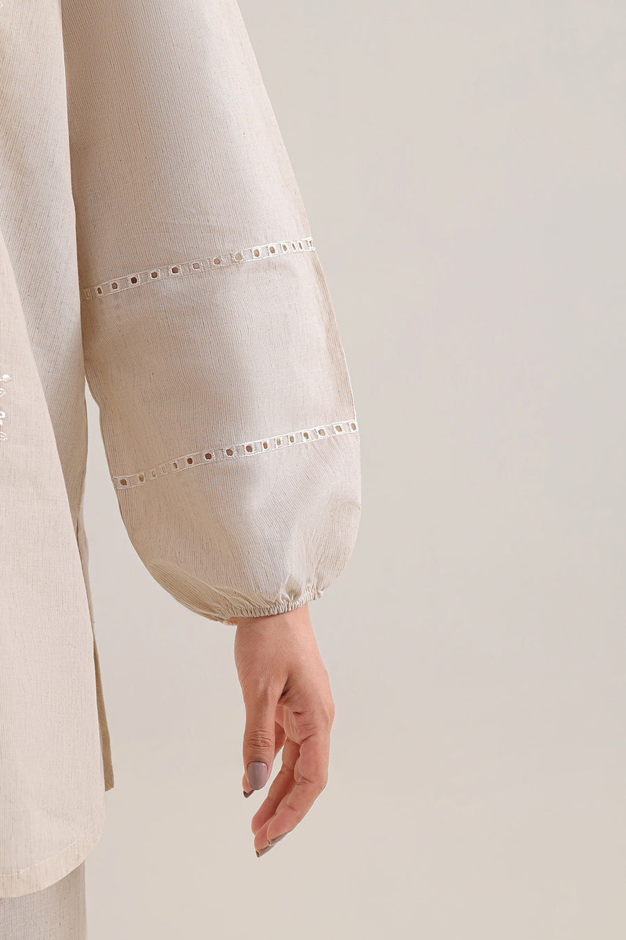 Solid Embroidered Cotton Linen Stitched 2 Piece (Shirt/Trouser) - Pehnaawaa
