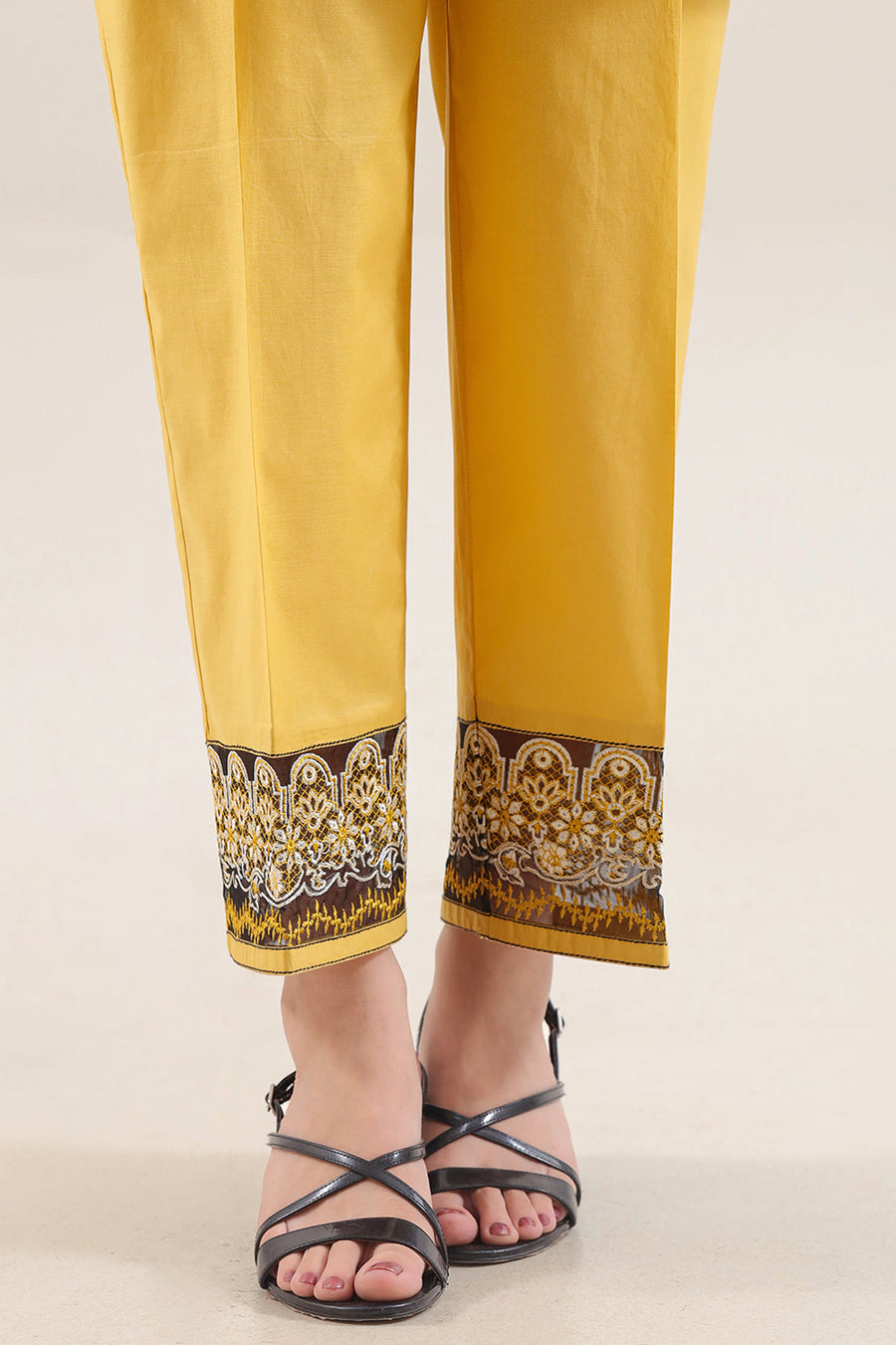 Solid Embroidered Cotton Stitched 3 Piece - Pehnaawaa