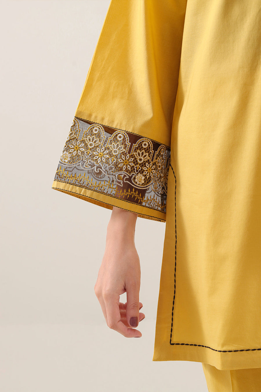 Solid Embroidered Cotton Stitched 3 Piece - Pehnaawaa