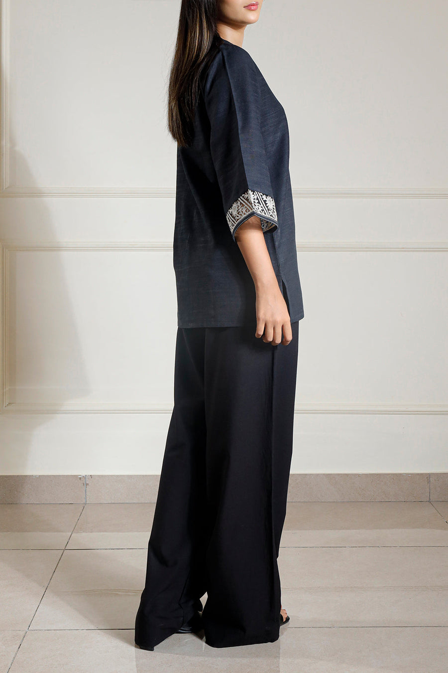 Solid Embroidered Cambric Stitched Shirt - Pehnaawaa