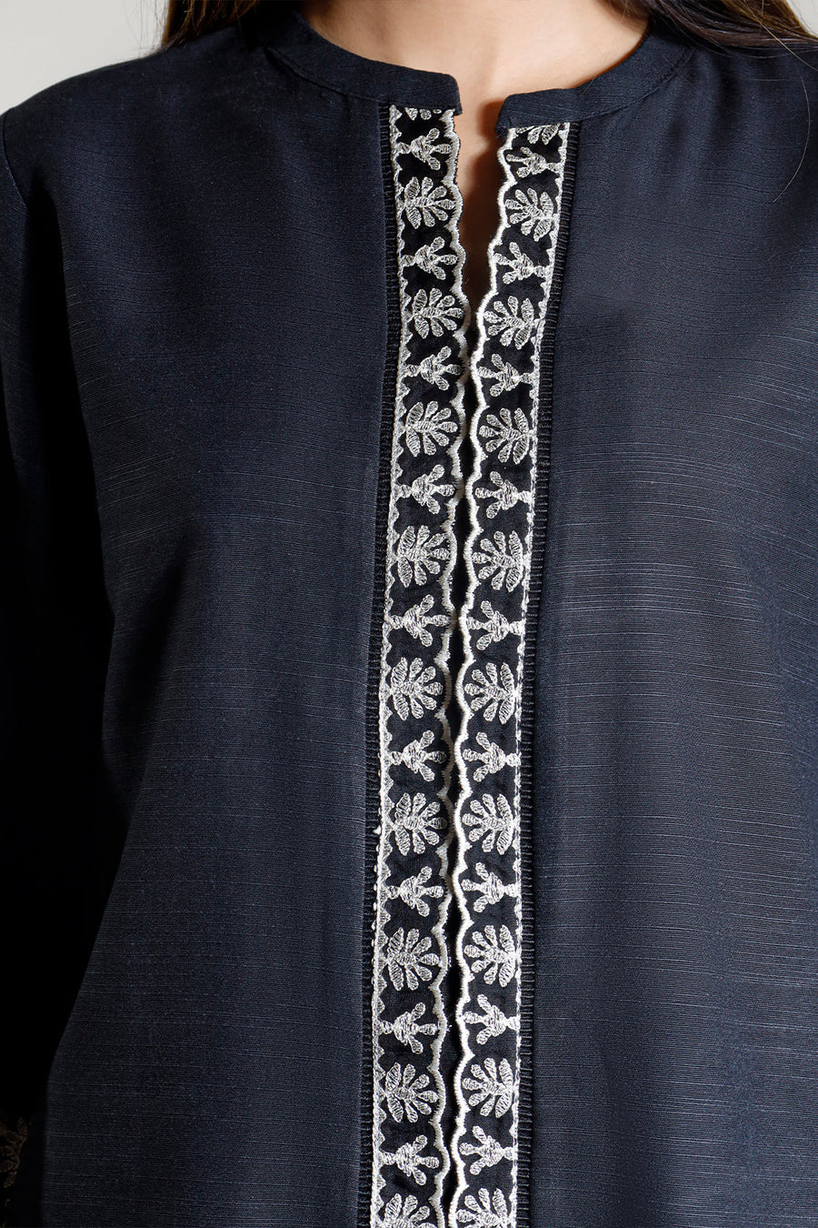 Solid Embroidered Cambric Stitched Shirt - Pehnaawaa