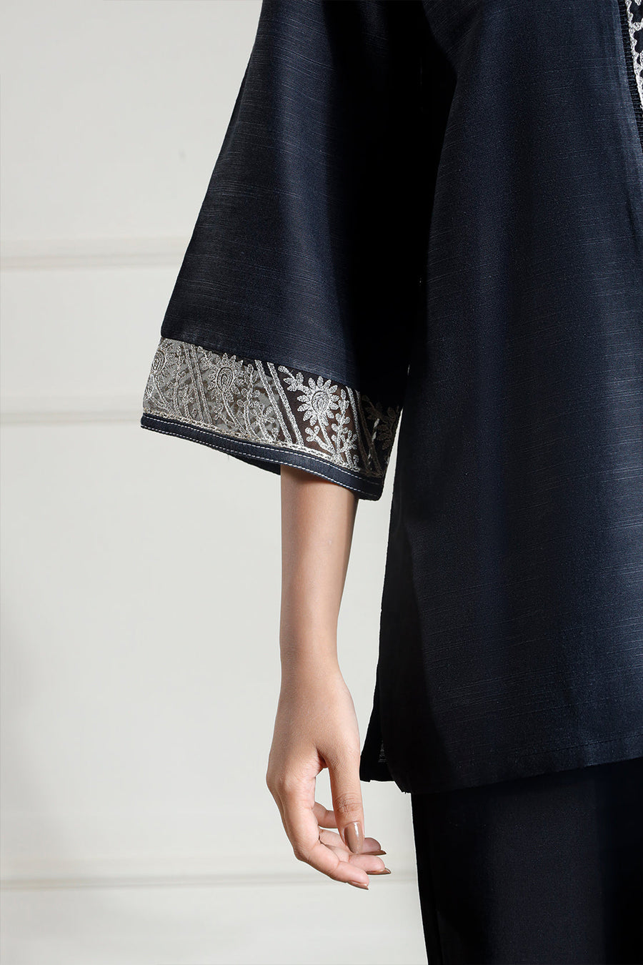 Solid Embroidered Cambric Stitched Shirt - Pehnaawaa