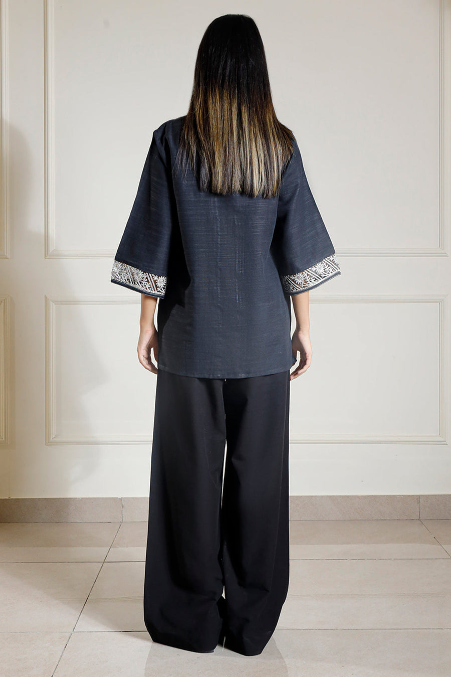 Solid Embroidered Cambric Stitched Shirt - Pehnaawaa