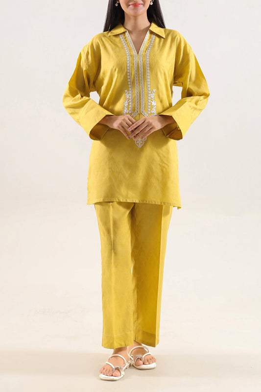 Embroidered Cotton Jacquard Stitched 2 Piece (Shirt/Trouser) - Pehnaawaa