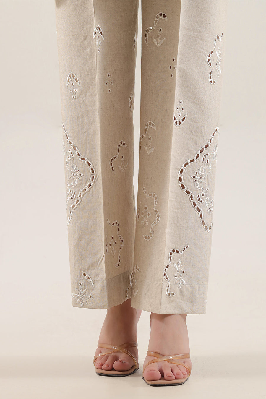 Solid Embroidered Cotton Linen Stitched 2 Piece (Shirt/Trouser) - Pehnaawaa