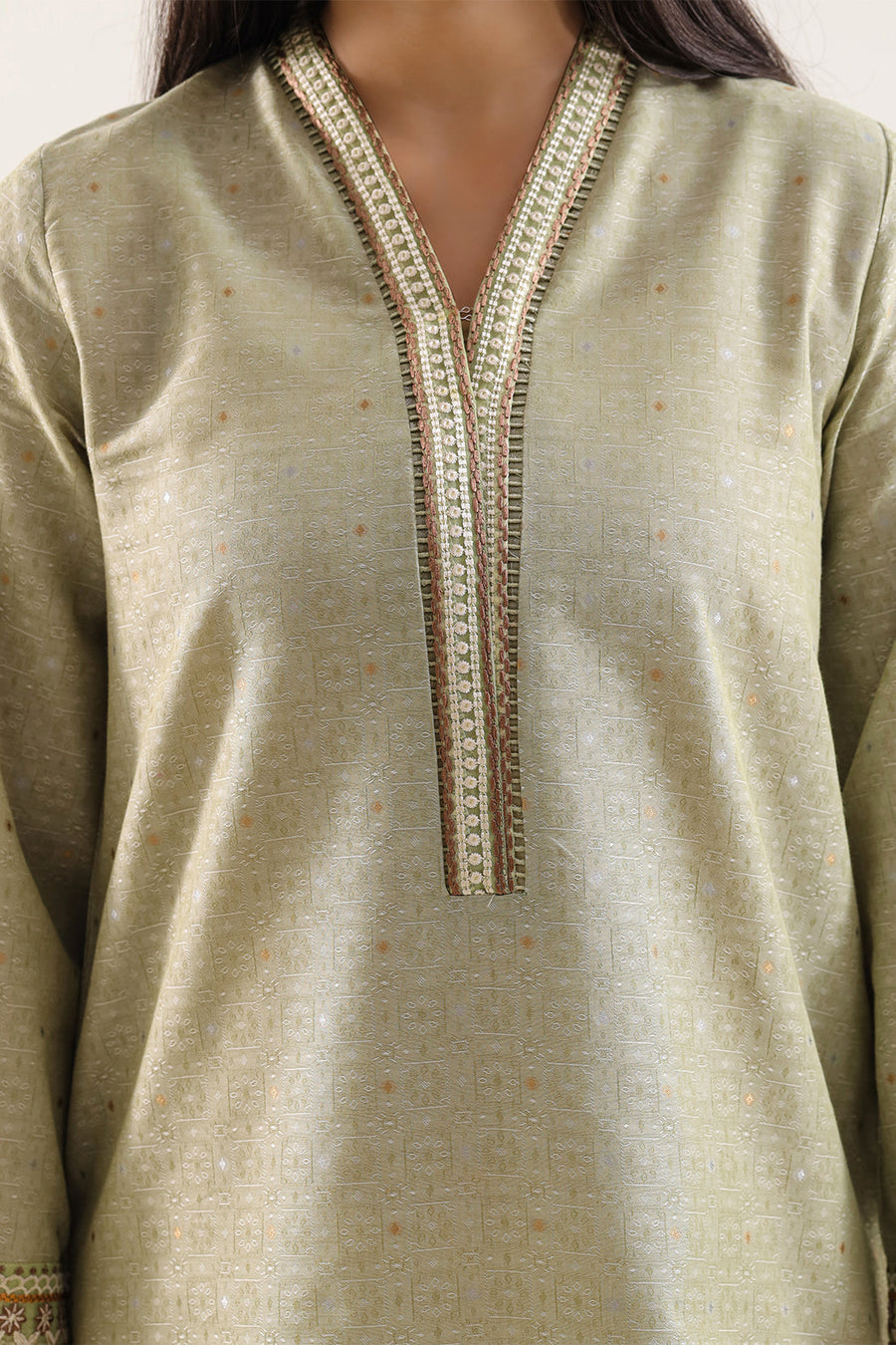 Embroidered Jacquard Cotton Stitched Shirt