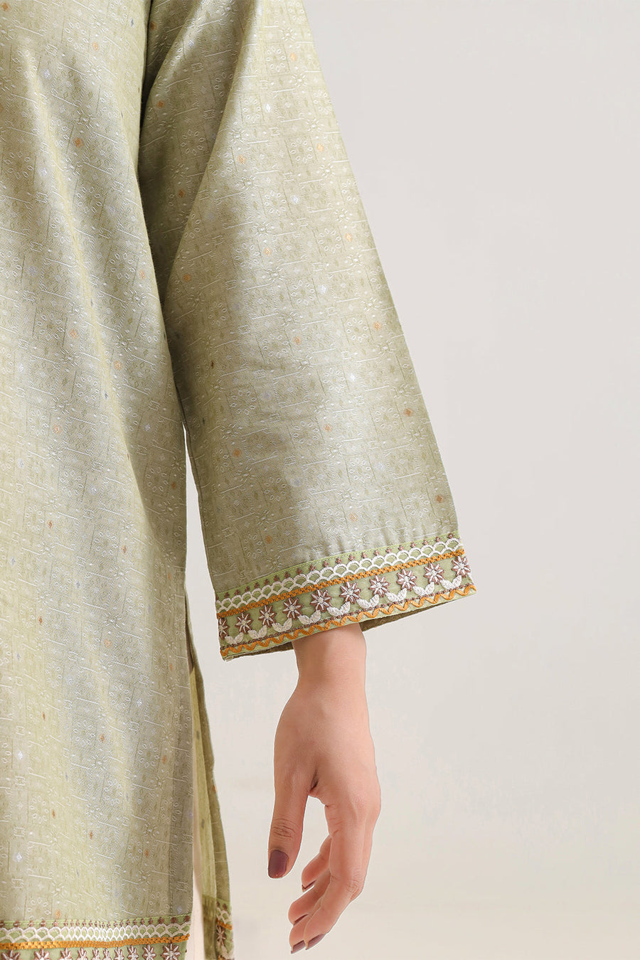 Embroidered Jacquard Cotton Stitched Shirt