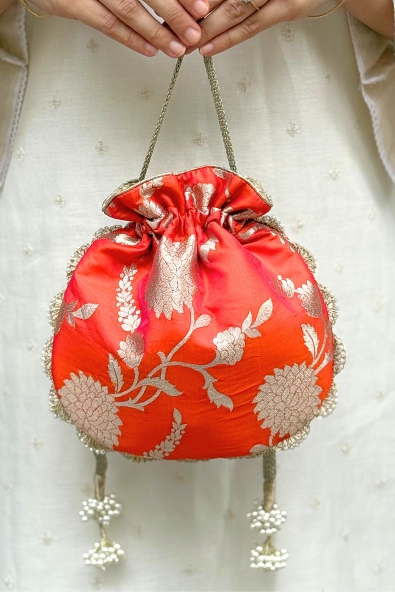 Satrangi Banarasi potli - Orange