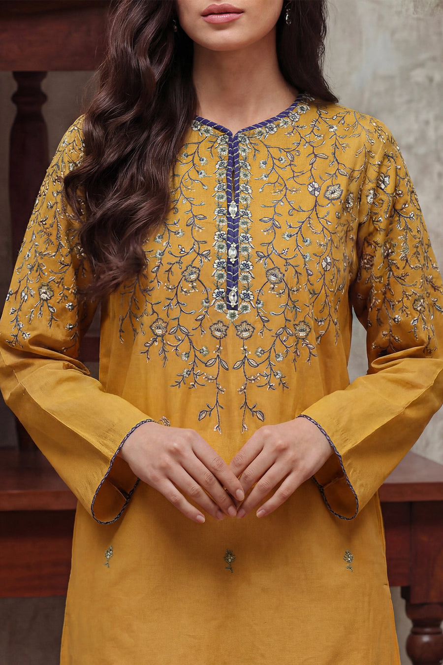 Solid Embroidered Cambric Stitched 2 Piece (Shirt/Trouser) - Pehnaawaa