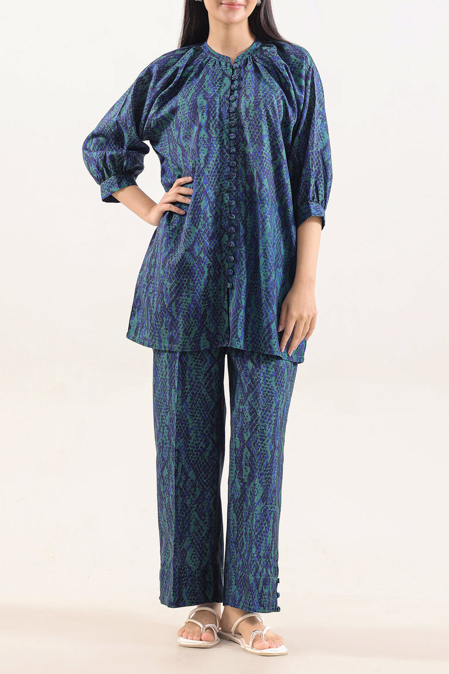 Printed Khaddar Stitched 2 Piece (Shirt/Trouser) - Pehnaawaa