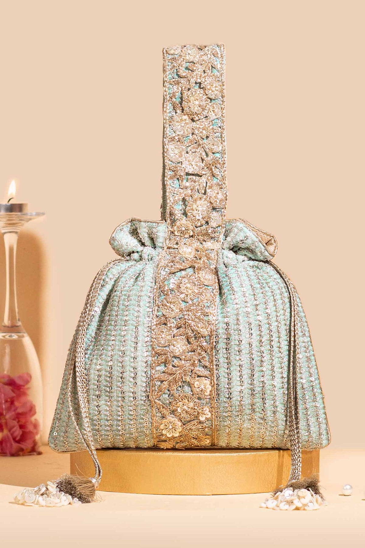Mint Embroidered Potli Bag