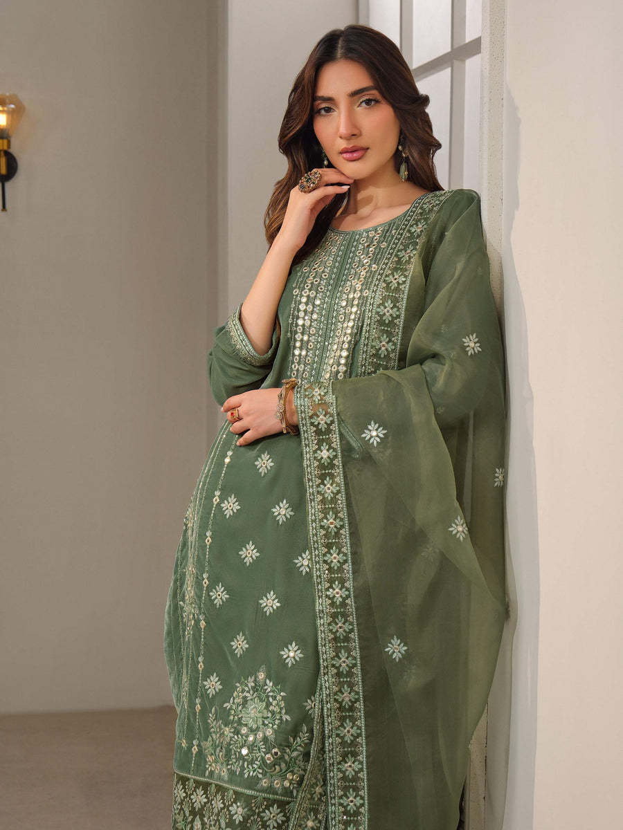 3 Piece Velvet Suit-Embroidered (Unstitched) - Pehnaawaa