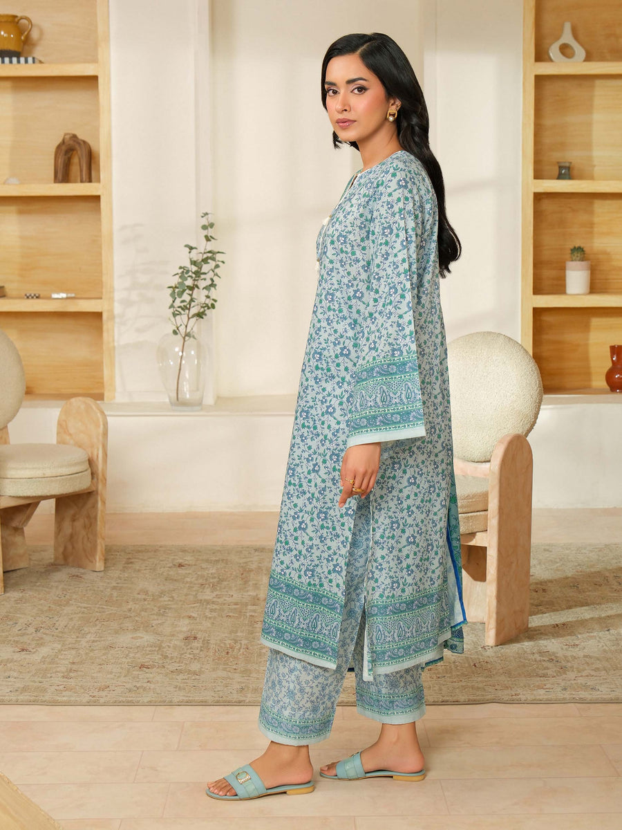 Teal Khaddar 3-Piece Suit | Floral Printed with Poly Wool Dupatta