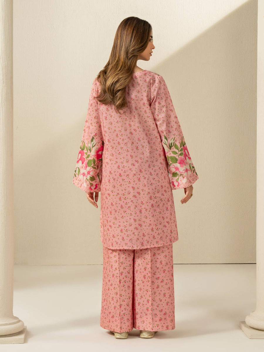 Tea Pink Khaddar 2-Piece Suit | Floral Printed