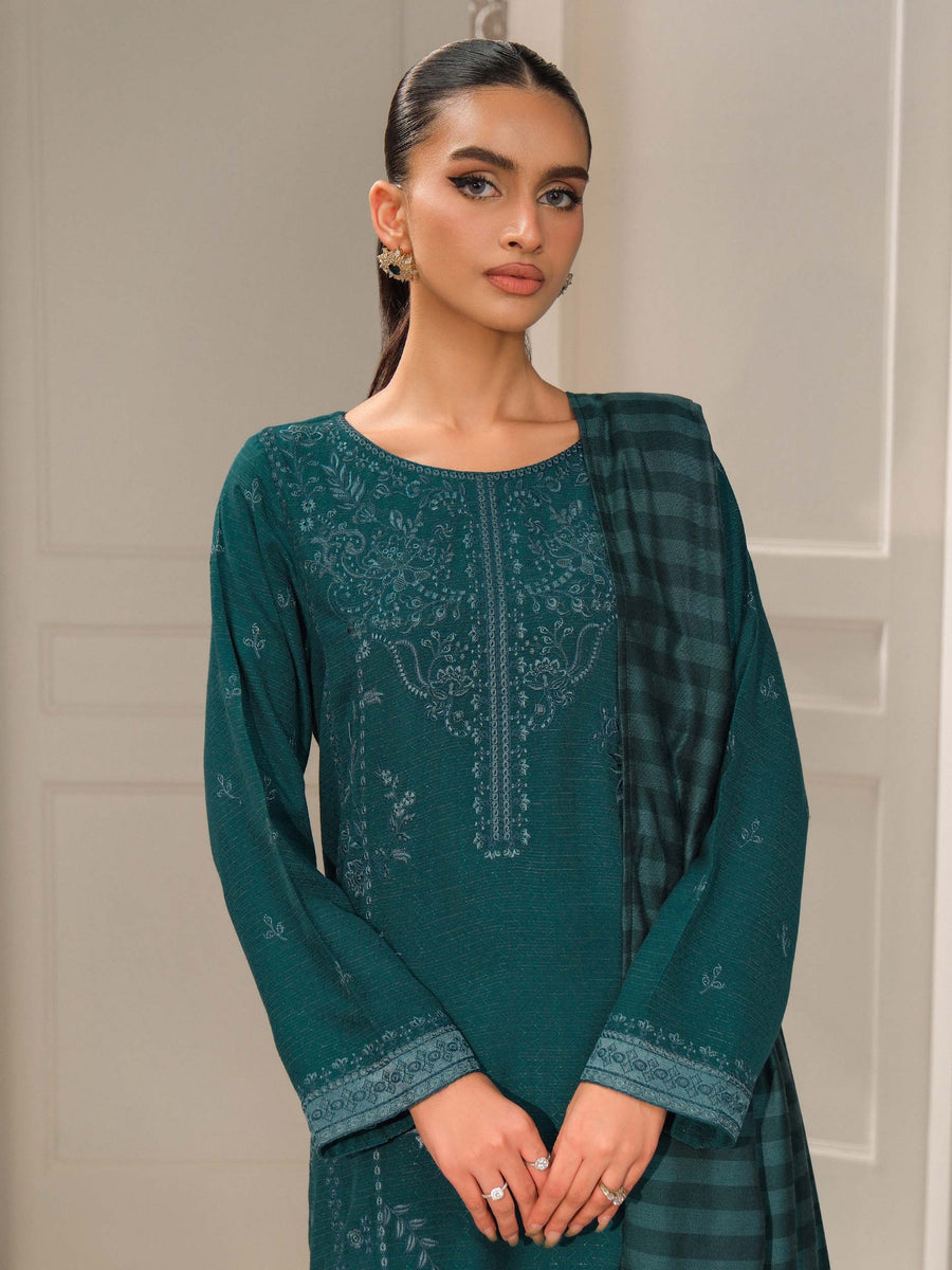 Emerald Karandi 3-Piece Suit | Zardosi Embroidered