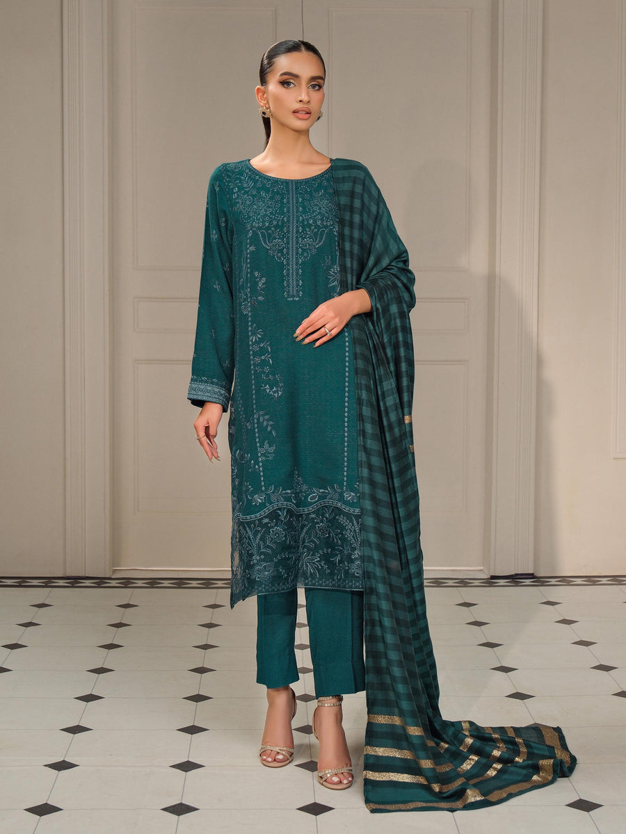 Emerald Karandi 3-Piece Suit | Zardosi Embroidered