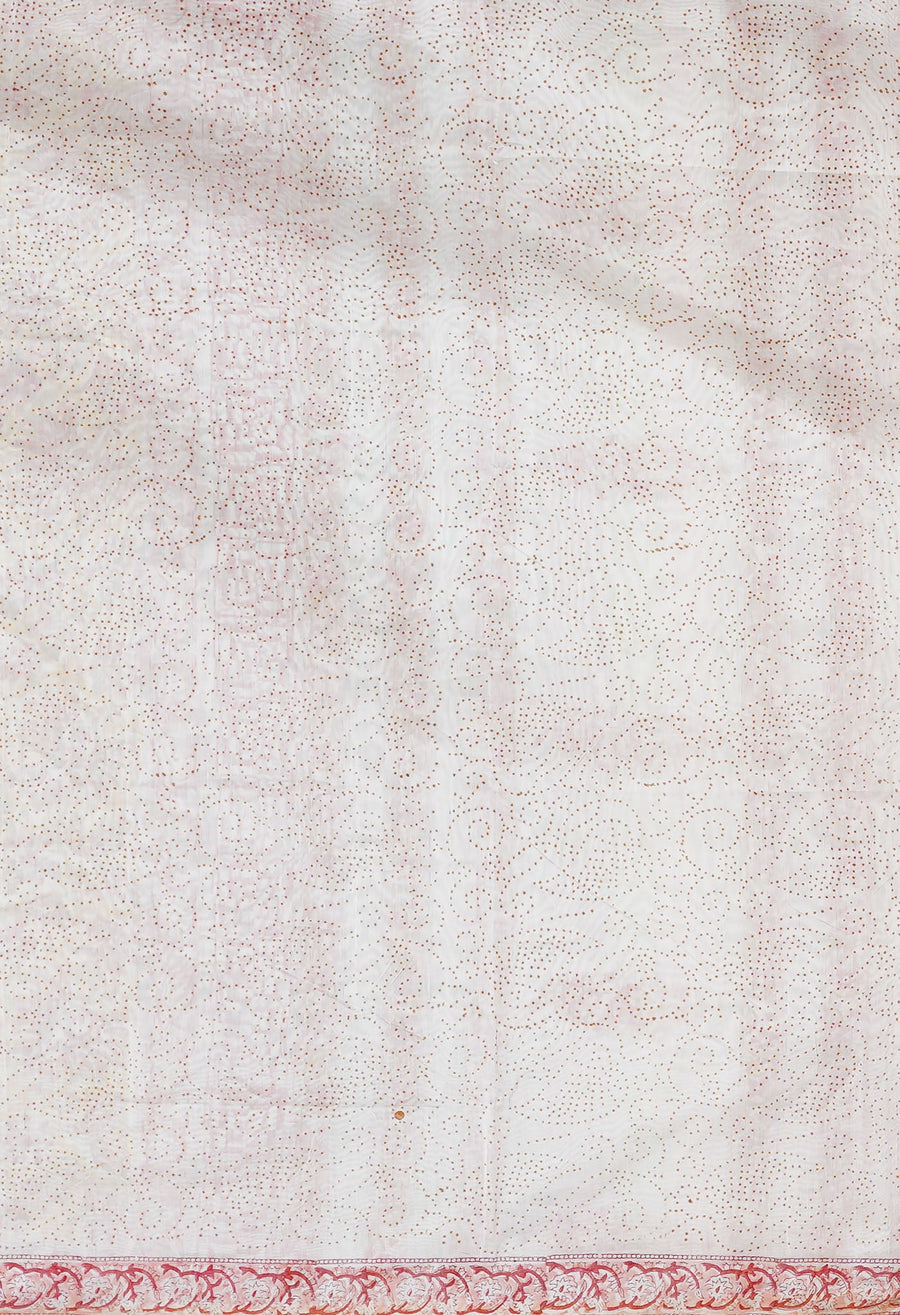 Pastel Orange Pure Hand Block Printed Chanderi Sico Saree-UNM77955 - Pehnaawaa