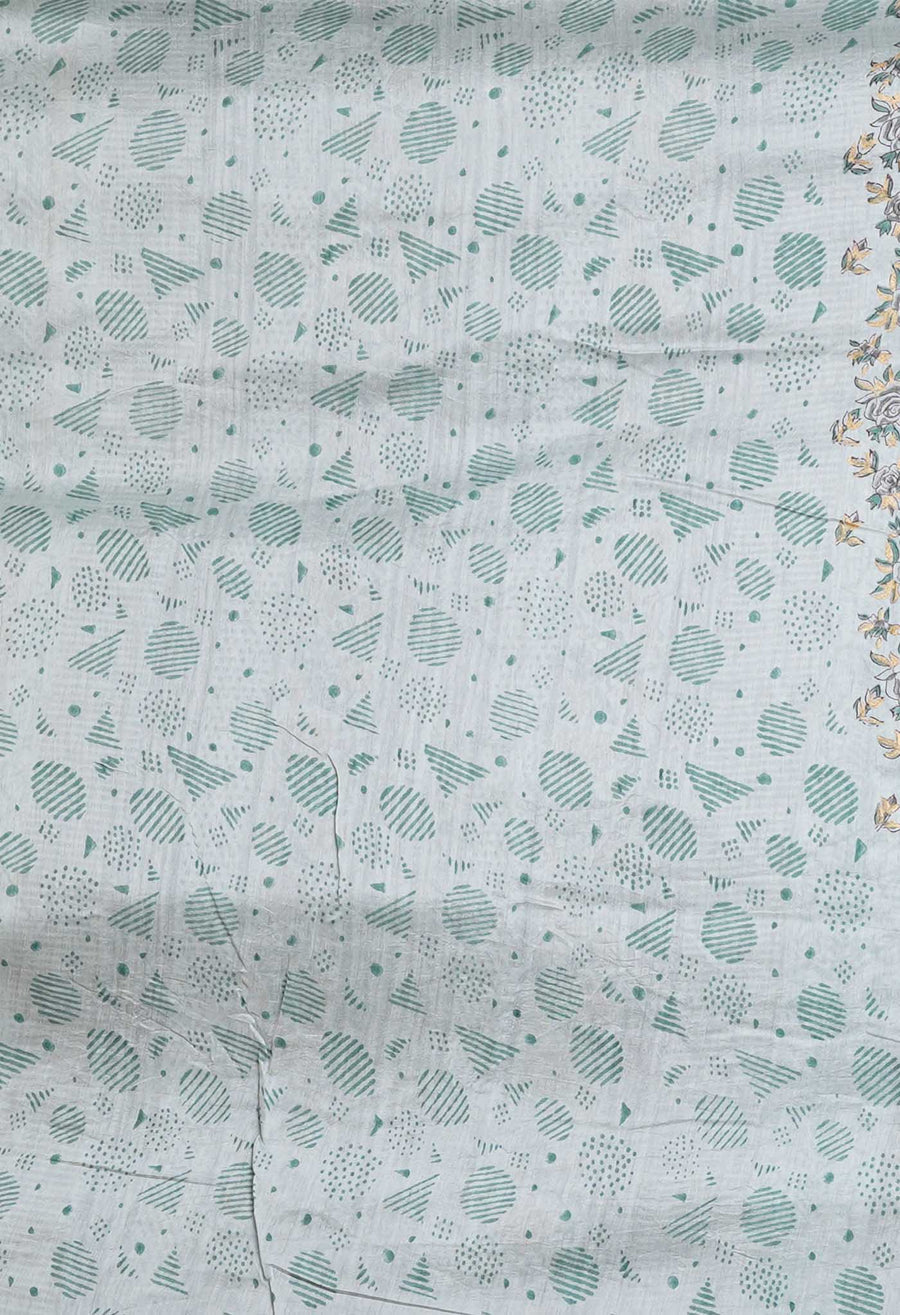 Grey Pure Hand Block Printed Chanderi Sico Saree-UNM79360 - Pehnaawaa