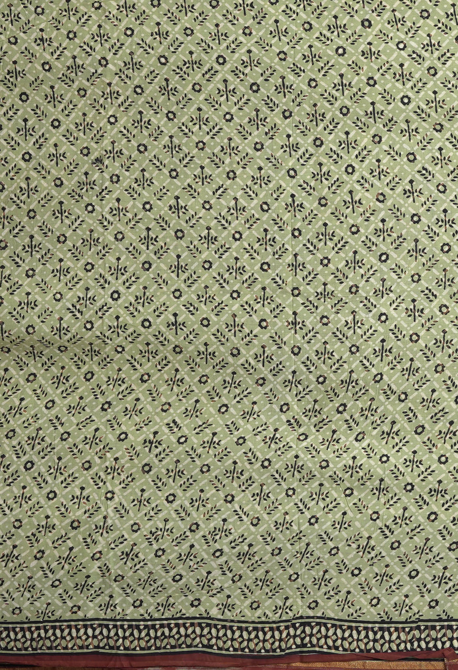 Blue Pure Bagru Block Printed Chanderi Sico Saree-UNM82638 - Pehnaawaa