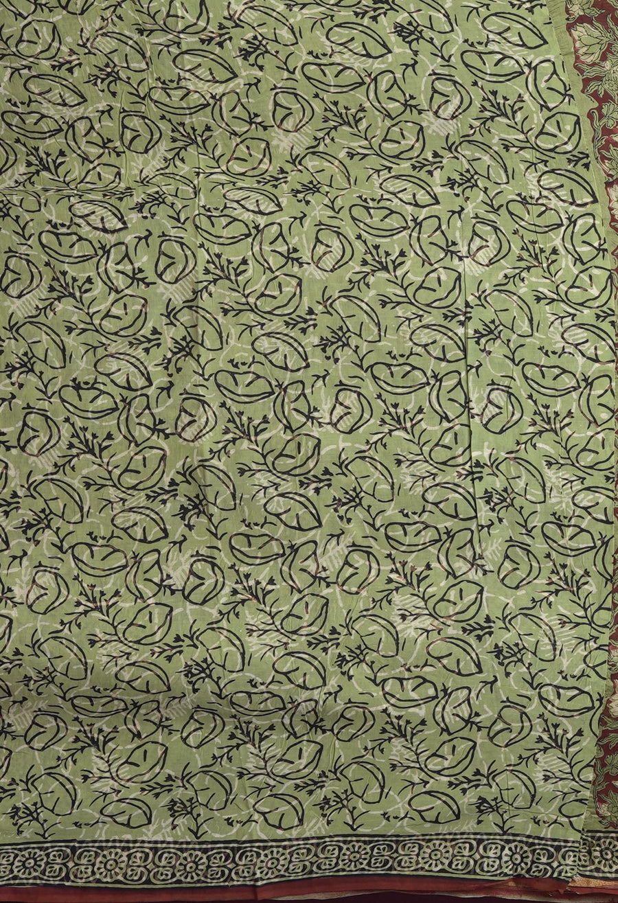 Red Pure Bagru Block Printed Chanderi Sico Saree-UNM82649 - Pehnaawaa