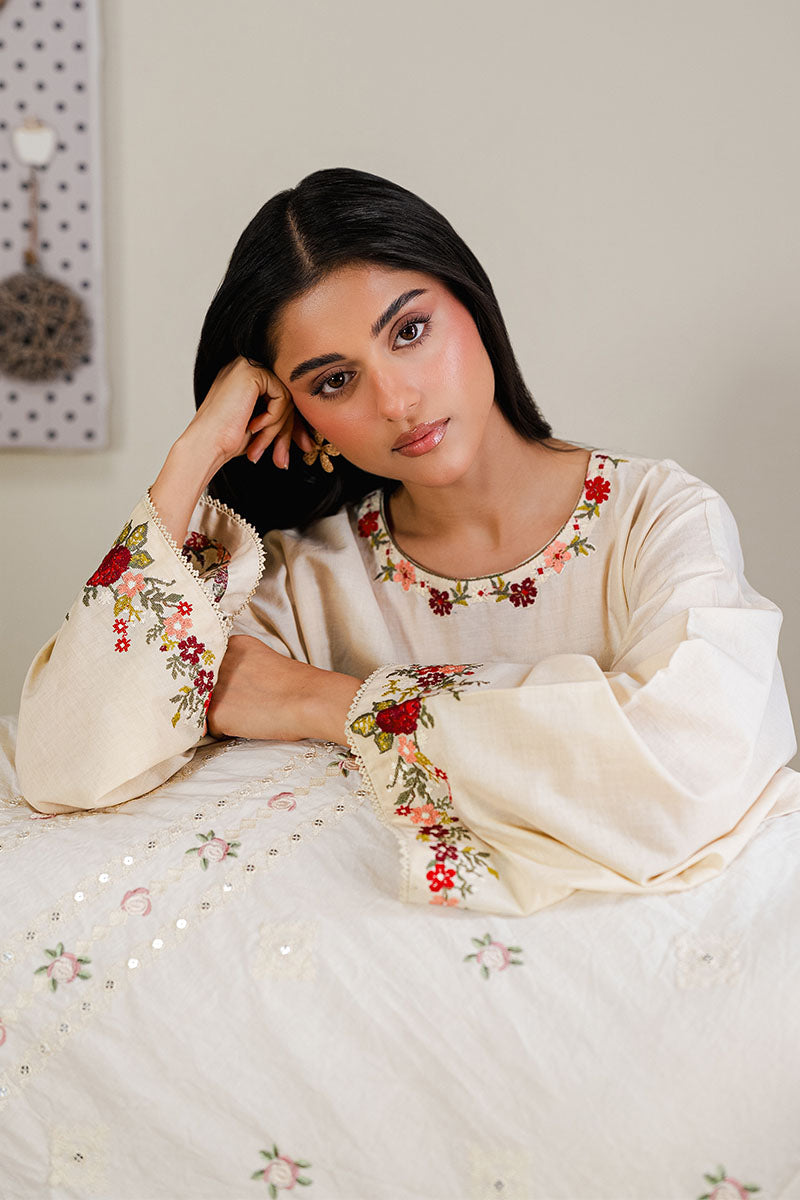 BEIGE BLOSSOM-2PC (SHIRT & TROUSER) - Pehnaawaa
