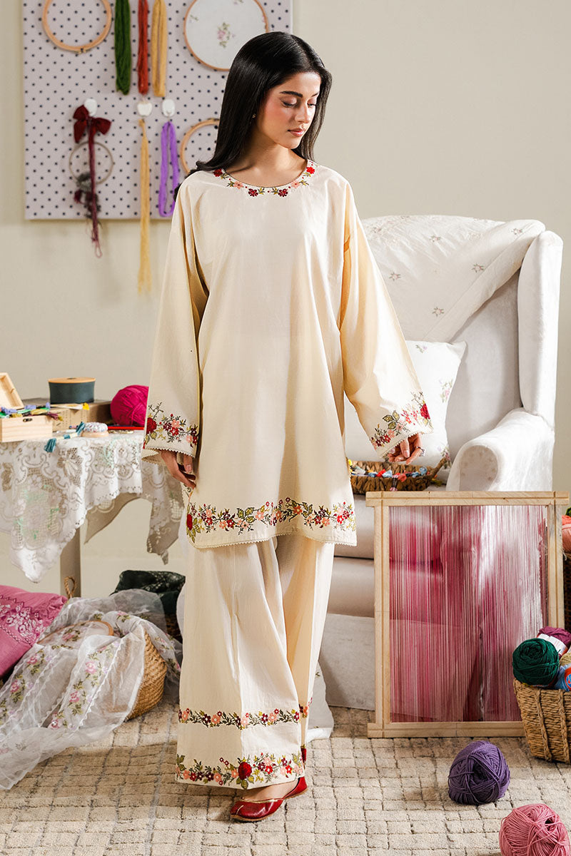 BEIGE BLOSSOM-2PC (SHIRT & TROUSER) - Pehnaawaa