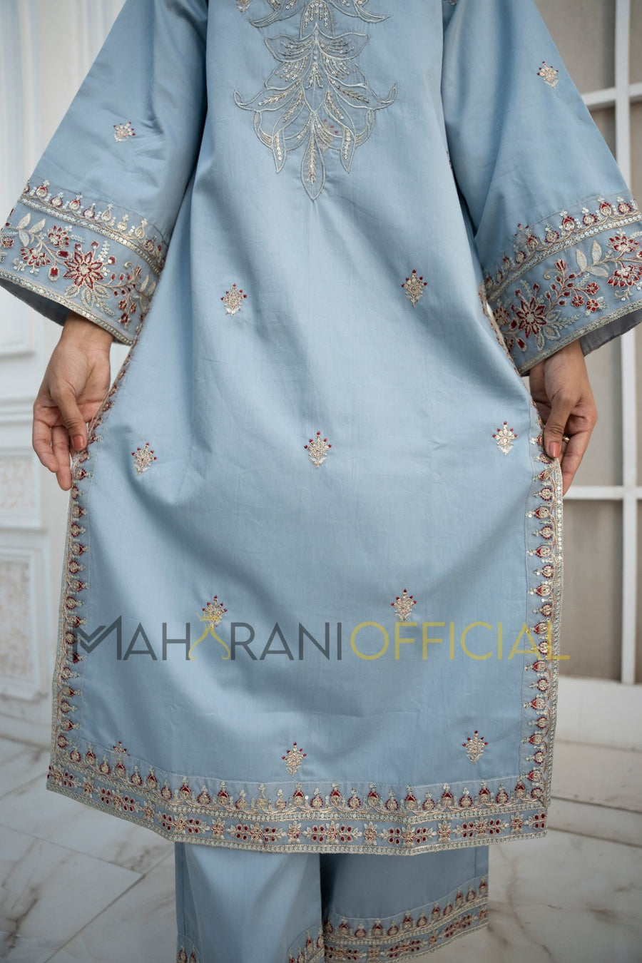Blue Azure Petal 3 piece Embroidered Luxury Pret For Women