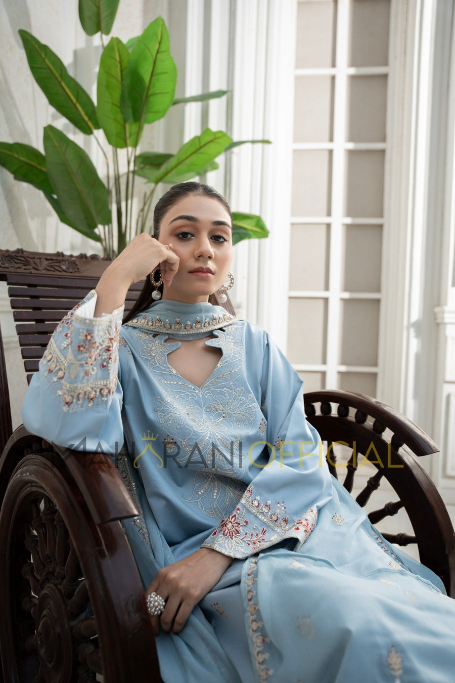 Blue Azure Petal 3 piece Embroidered Luxury Pret For Women