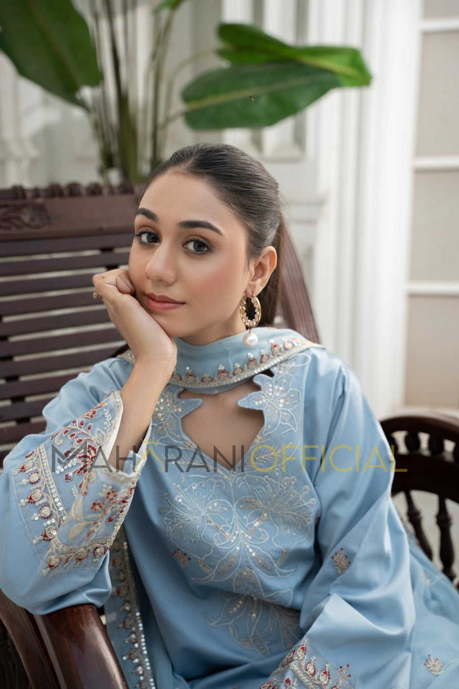 Blue Azure Petal 3 piece Embroidered Luxury Pret For Women