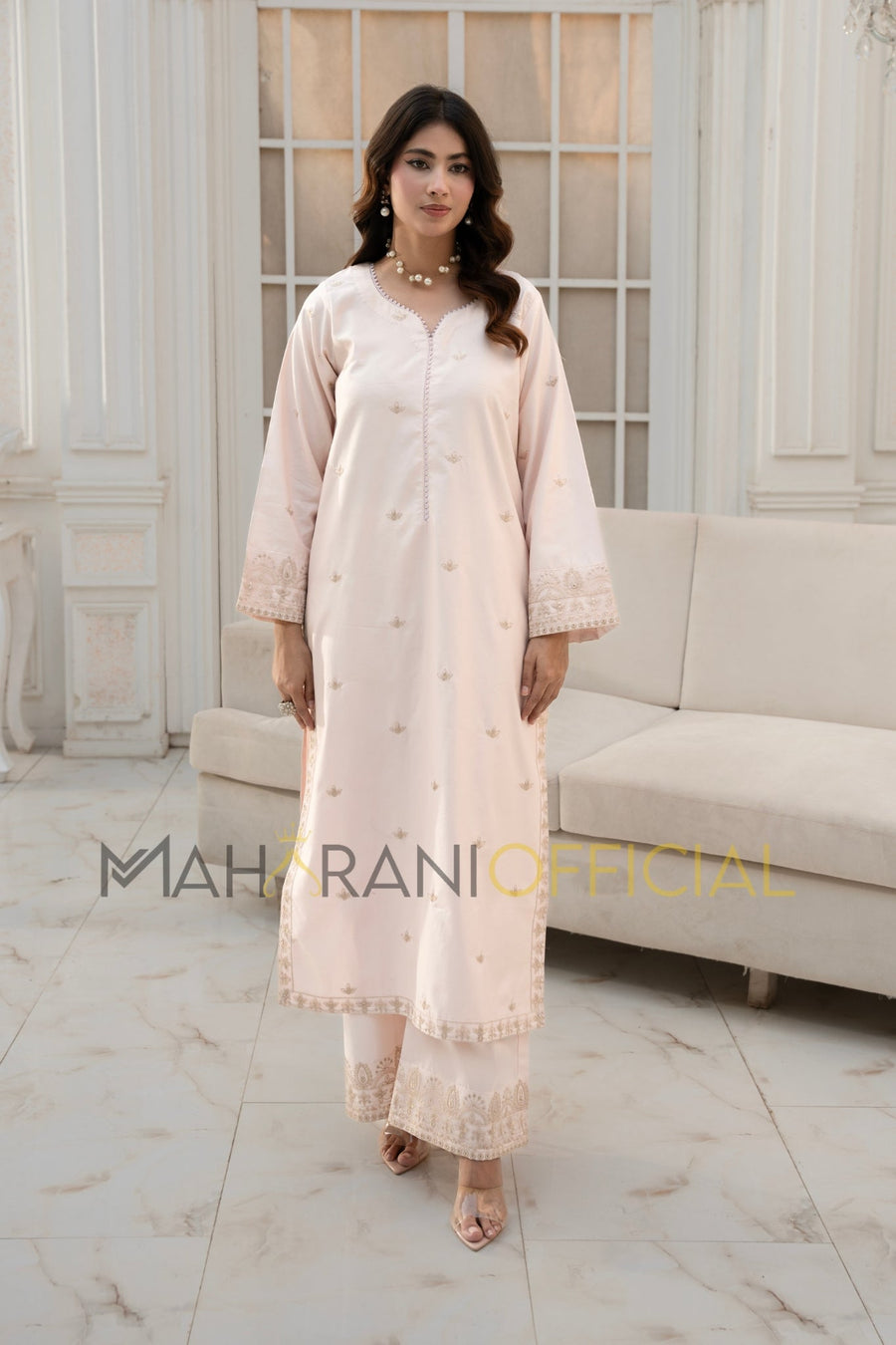 Pink Amber 2 piece Embroidered Stitched suit