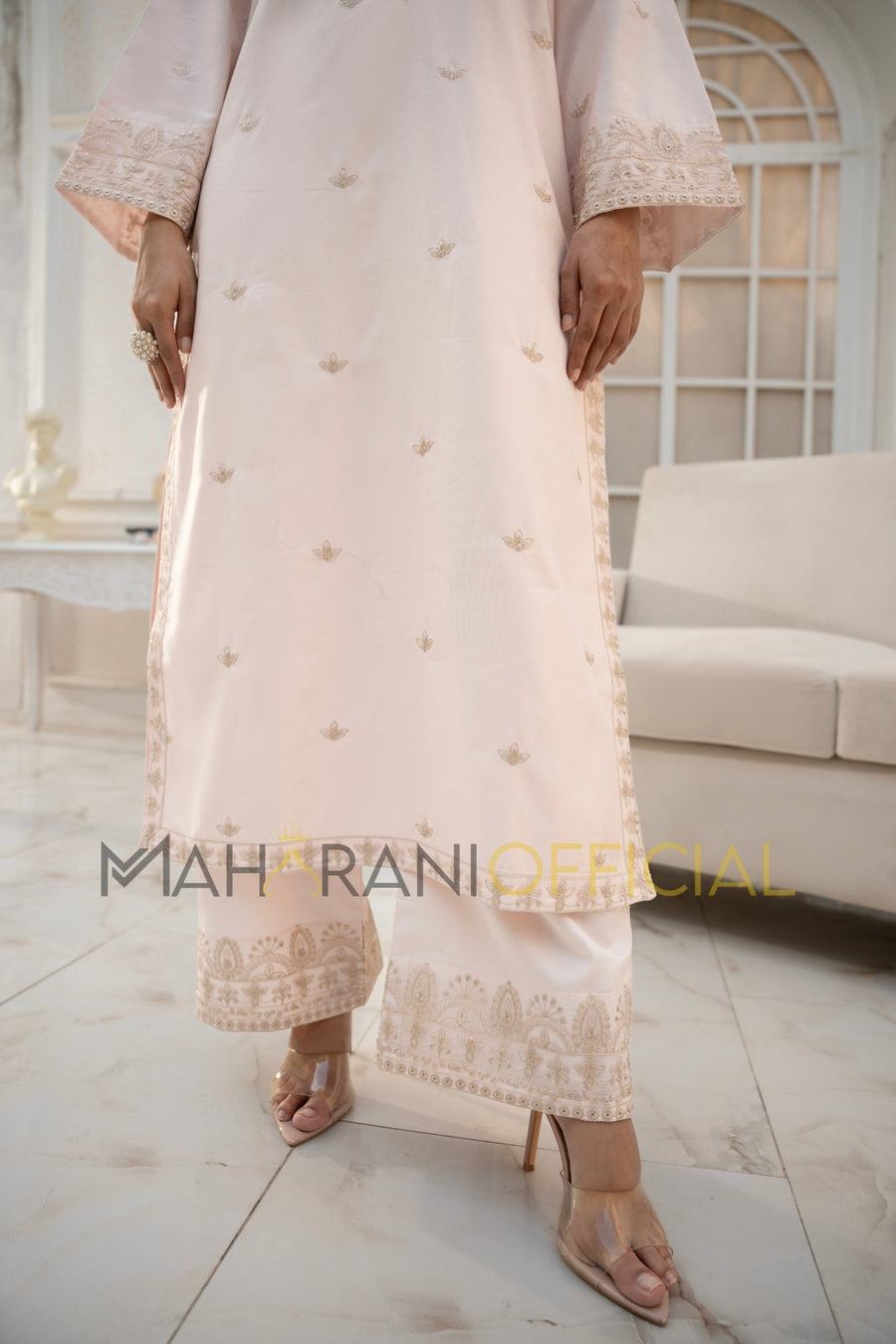 Pink Amber 2 piece Embroidered Stitched suit