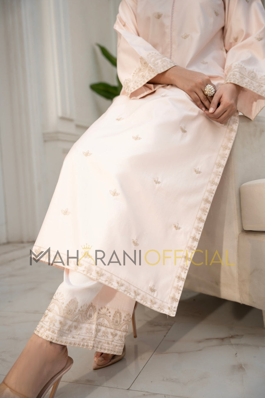 Pink Amber 2 piece Embroidered Stitched suit