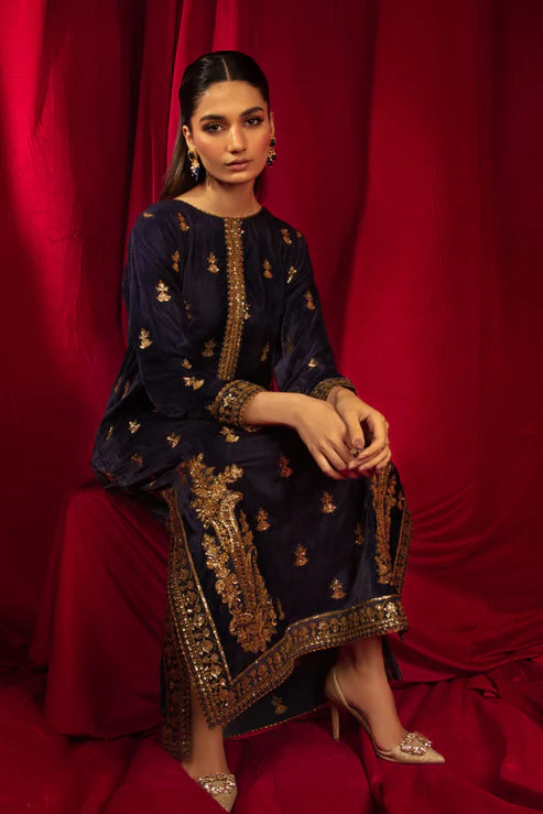 1 Piece - Embroidered Velvet Shirt V1003