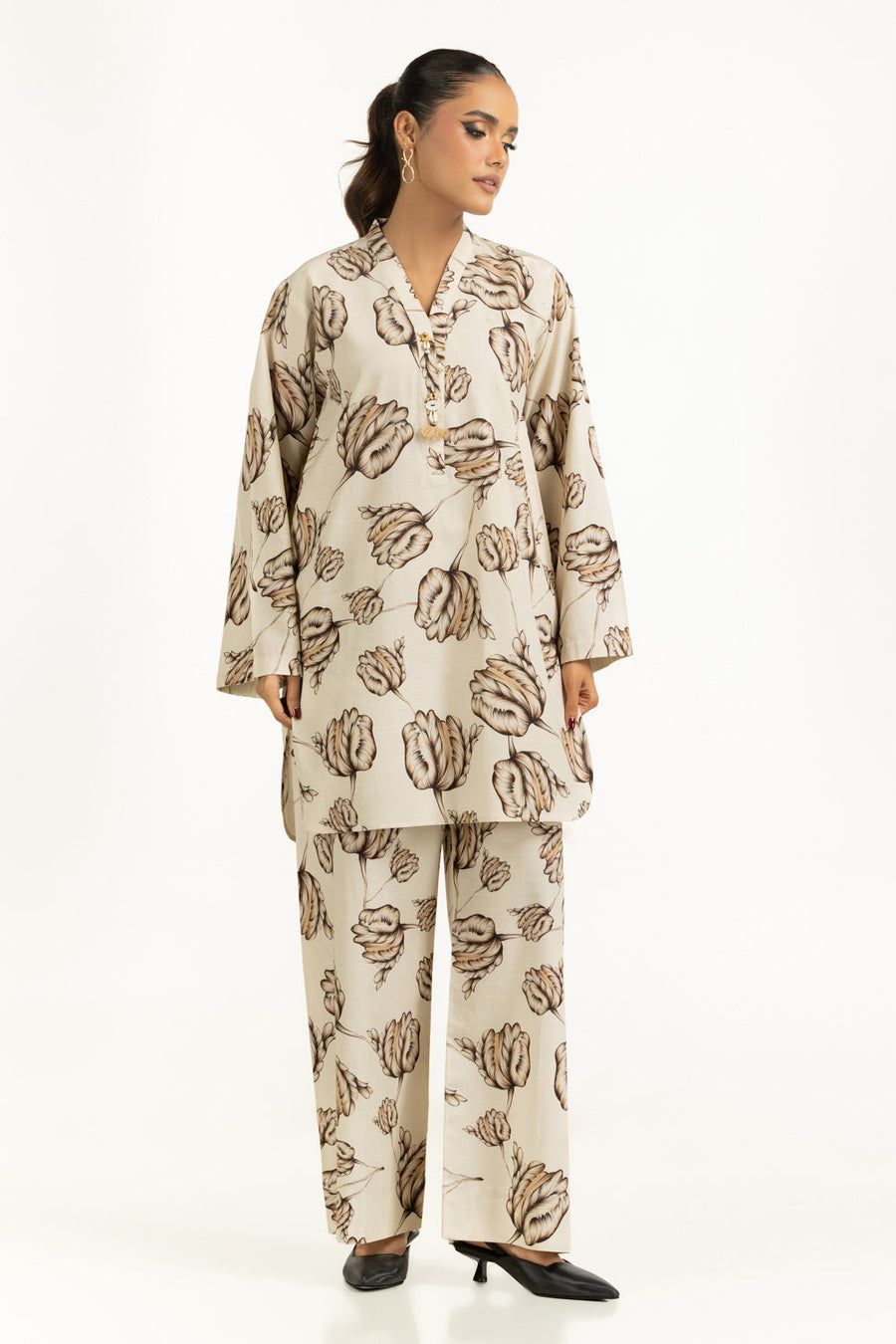 Viscose Slub Printed European Coord Set