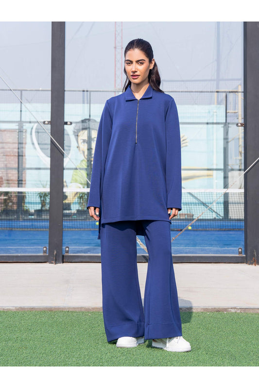 Midnight Navy Jersey 2-Piece Co-ord Set | Zip Collar