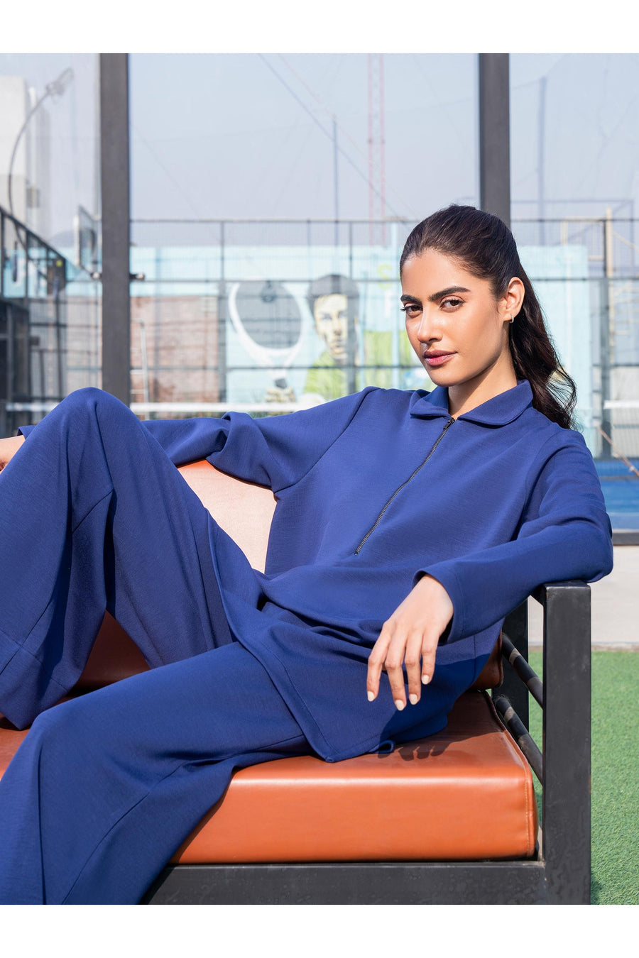 Midnight Navy Jersey 2-Piece Co-ord Set | Zip Collar