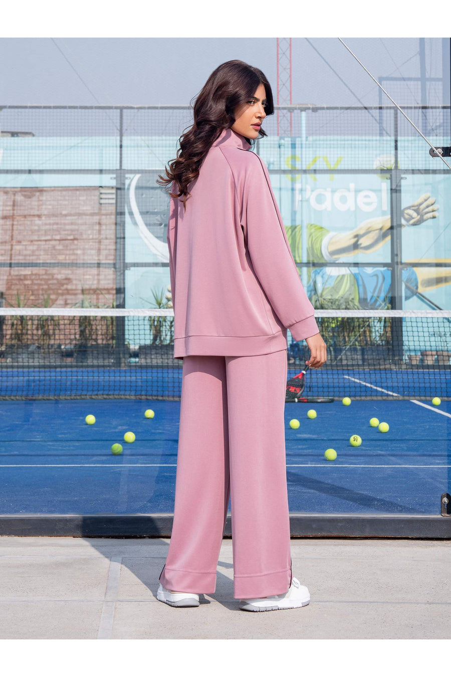 Dusty Rose Jersey Knit 2-Piece Co-ord | Zip Collar Top