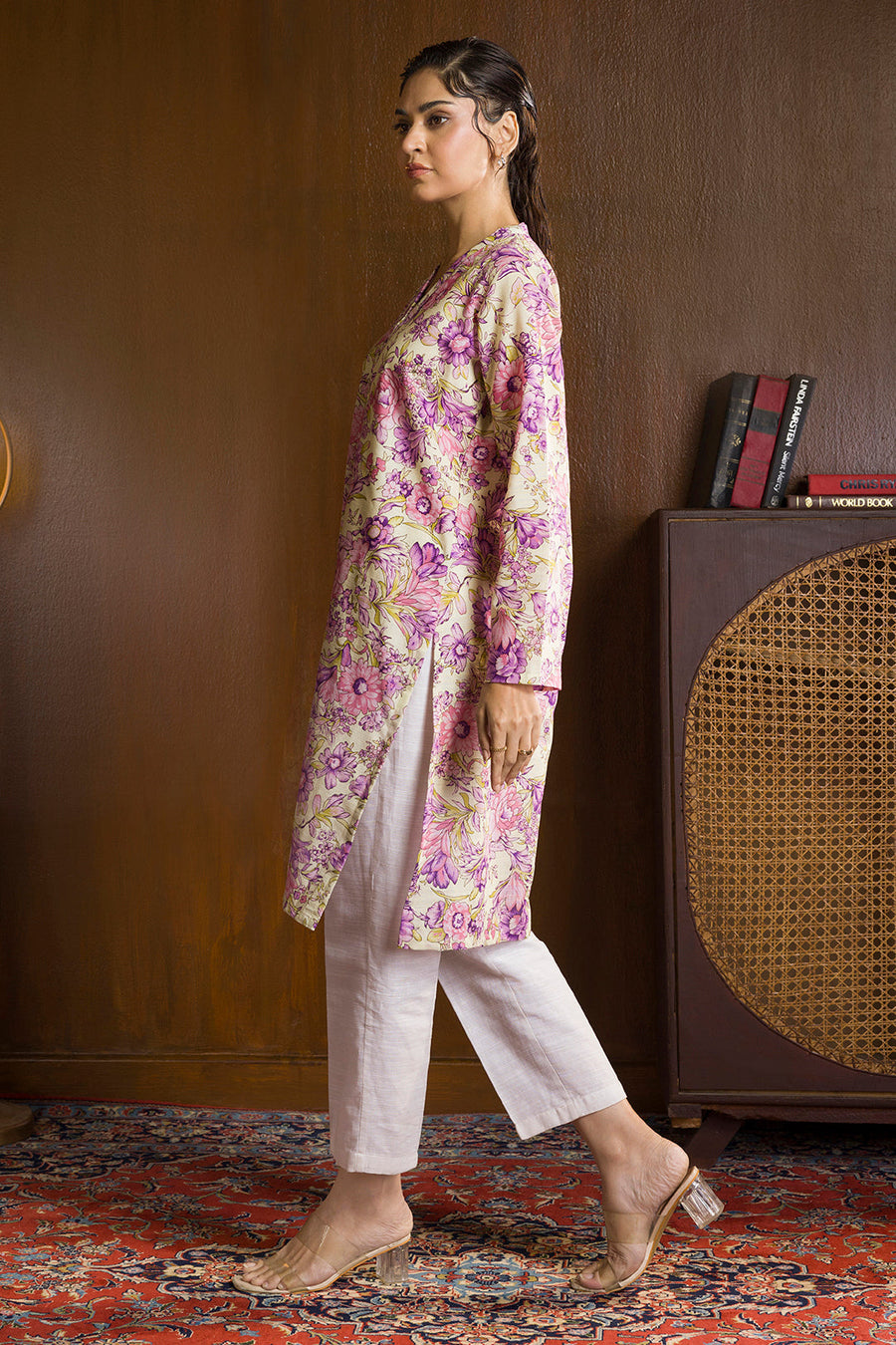 Plum Floral Lawn 2-Piece Salwar Kameez | Vibrant Garden Print
