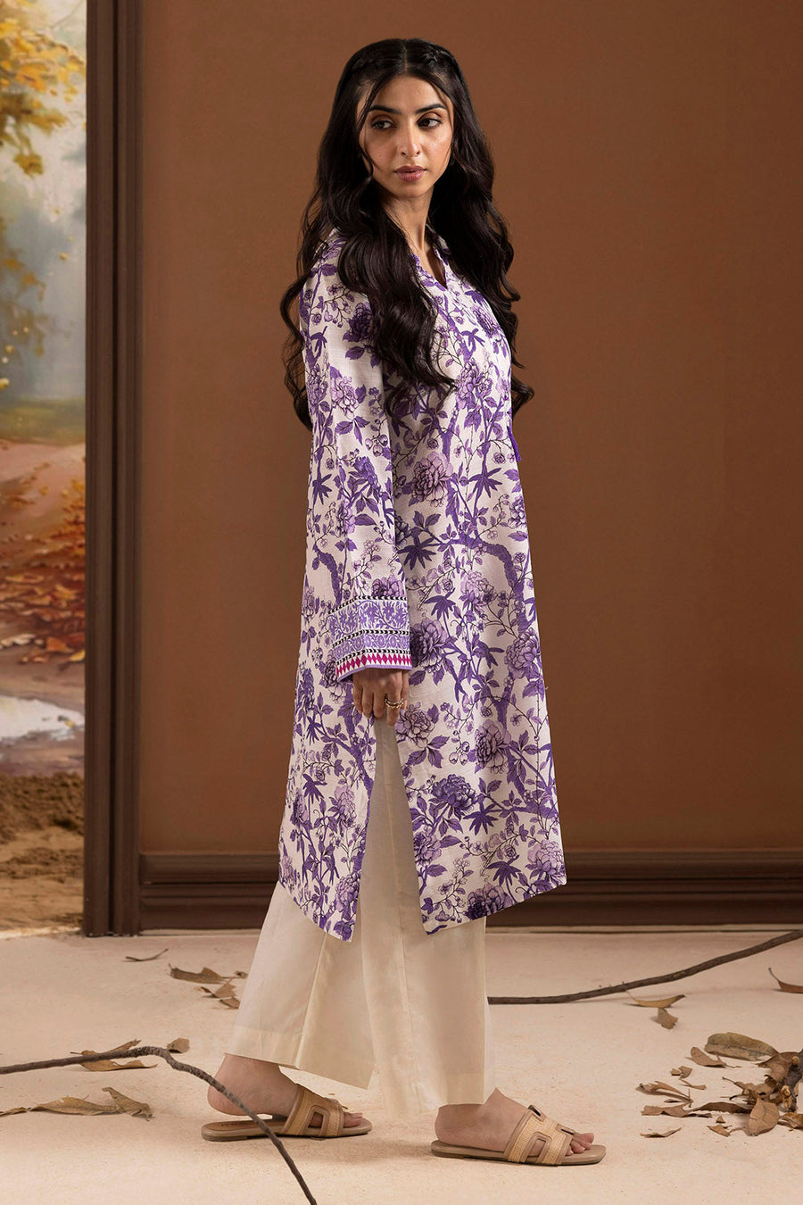 Plum Lawn 3-Piece Kurta Set | Gota Patti Border