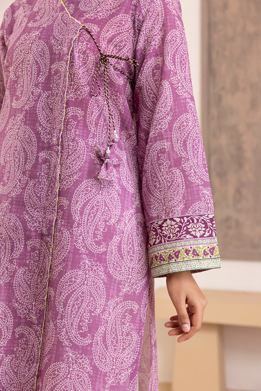 Pure Khaddar Handwoven Kurta In Mauve Tone - Pehnaawaa