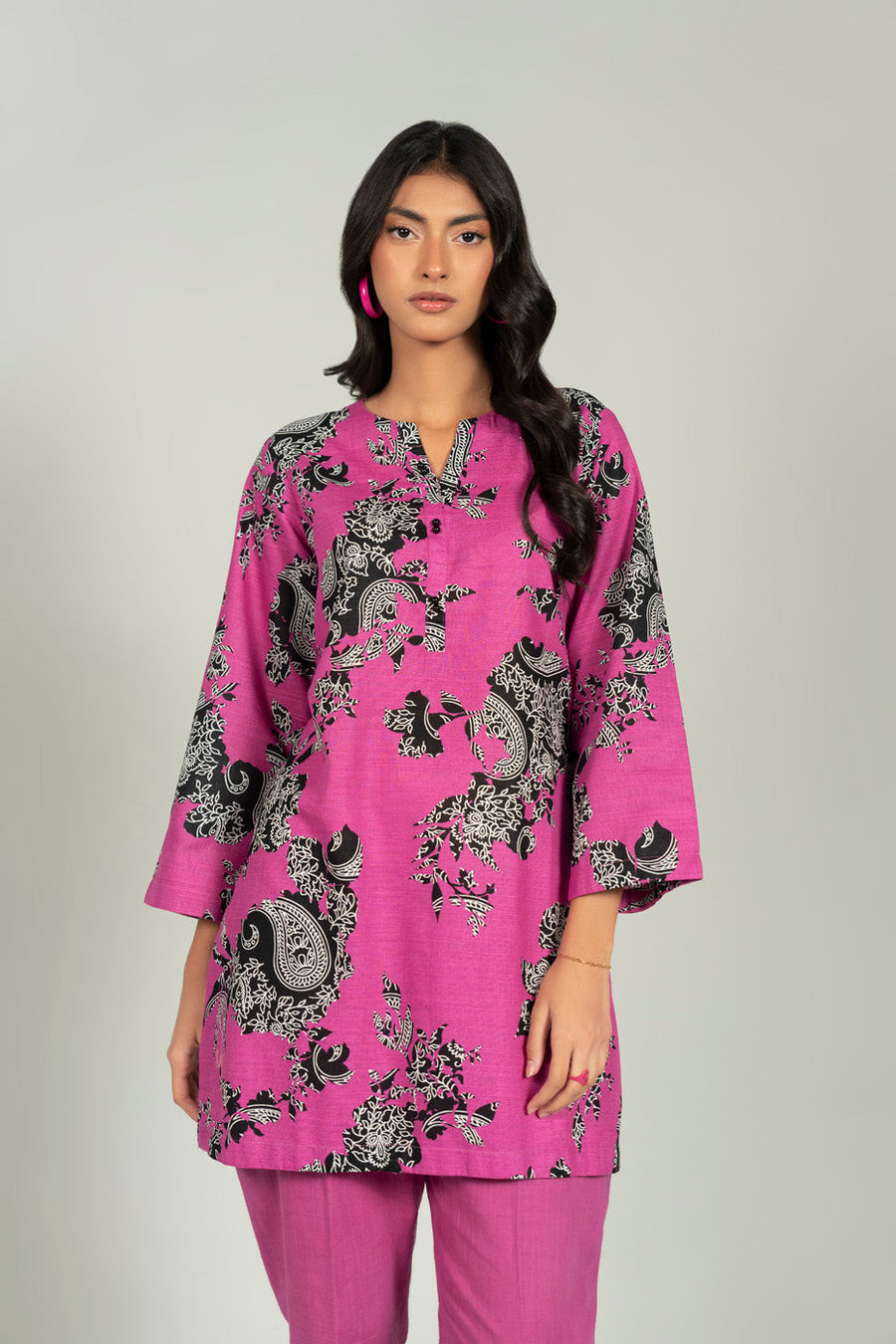 Khaddar Printed Shirt Elegant Classic Wardrobe - Pehnaawaa