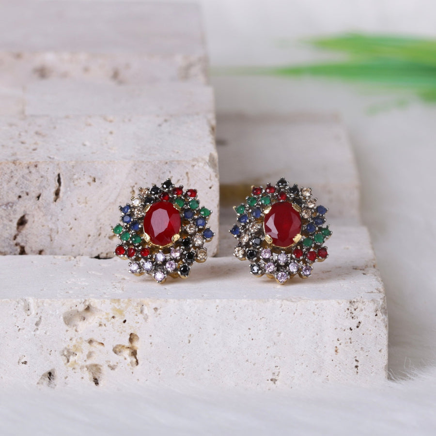 AD Zircons Studs Multi - Pehnaawaa