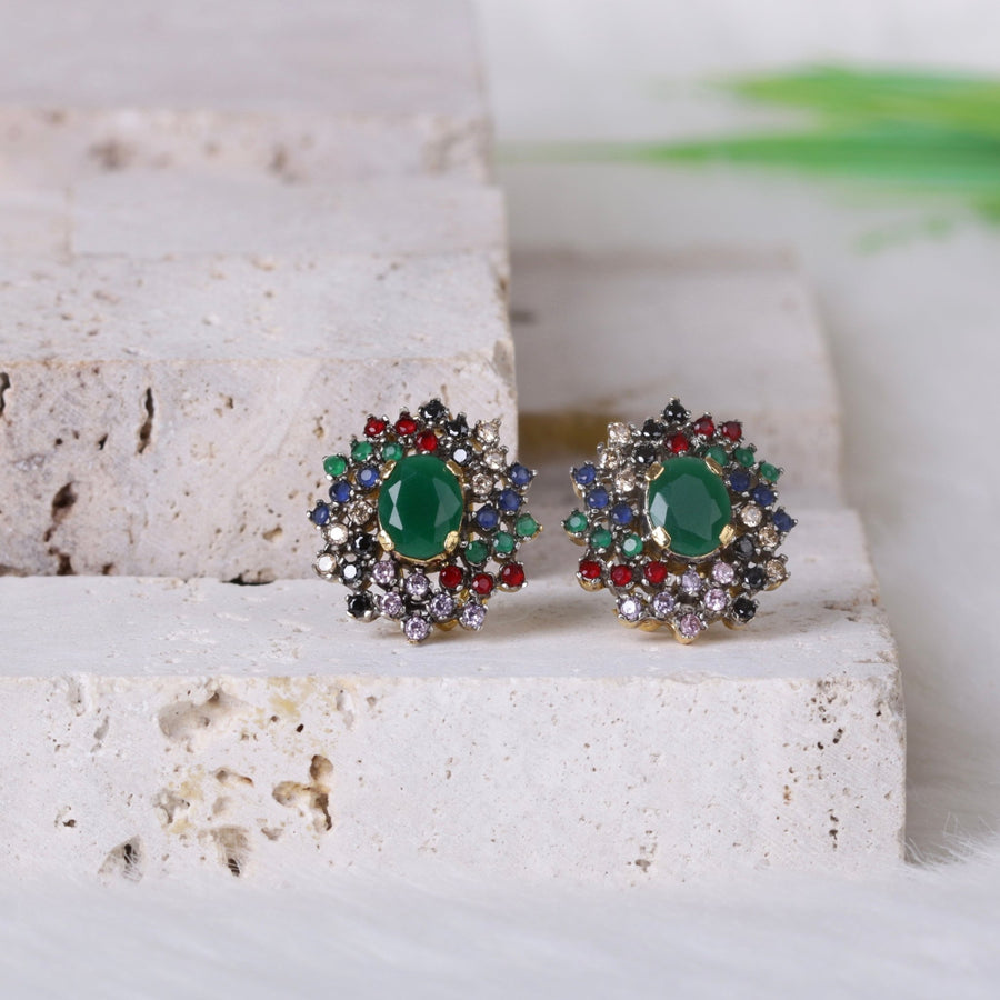 AD Zircons Studs Multi - Pehnaawaa