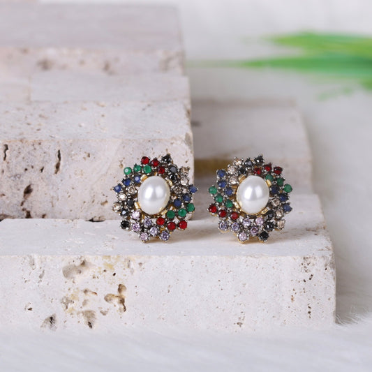 AD Zircons Studs Multi - Pehnaawaa