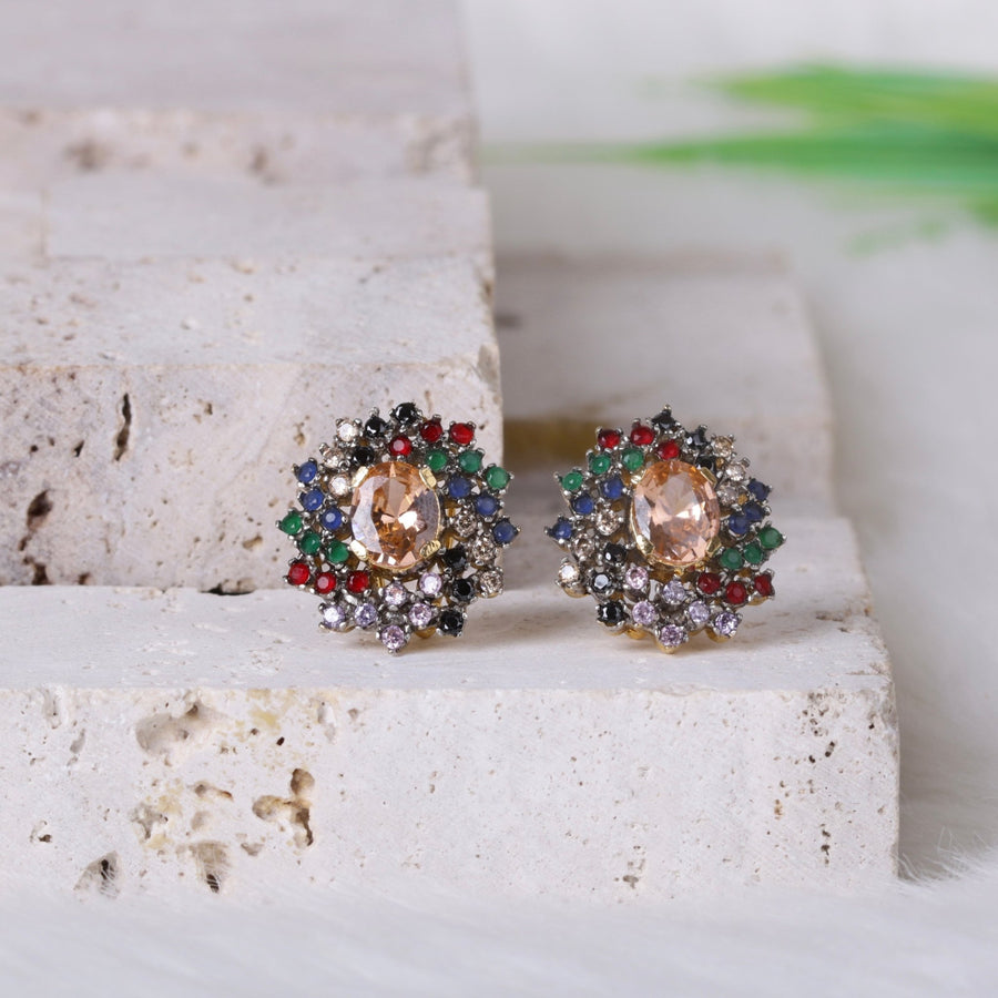 AD Zircons Studs Multi - Pehnaawaa