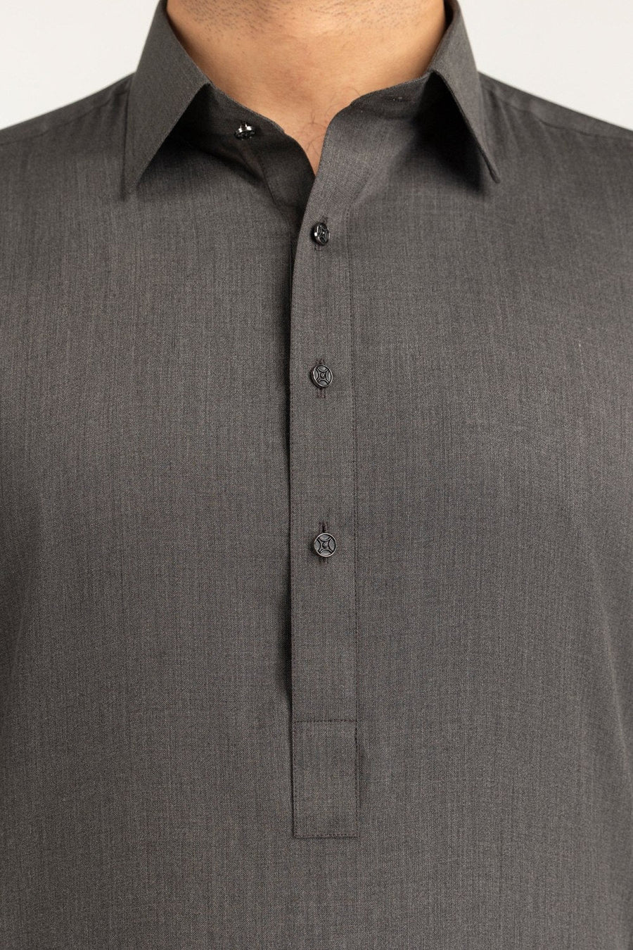 Off-White Cotton 2-Piece Kurta Set | Collar Placket