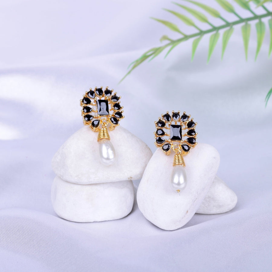 Amethyst Pearl Drop Earrings - 21k Gold Plated Gemstone Jewelry - Pehnaawaa