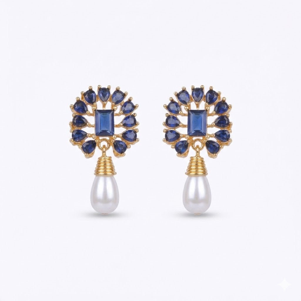Amethyst Pearl Drop Earrings - 21k Gold Plated Gemstone Jewelry